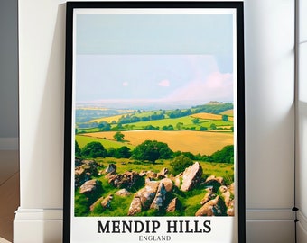 Mendip Hill Wall Art - Framed Crook Peak Print - Compton Hill Canvas Print - Mendip Hill Poster - Mendip Hill Travel Gift & Souvenir