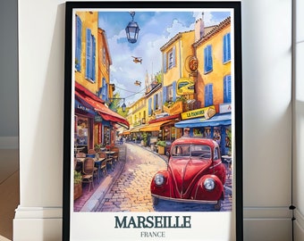 Marseille Kunstwerk - Cathédrale La Major Druck - Französisches Landschaftsposter - Reisekunstdruck - Frankreich-Wanddekor - Gelassenes Frankreich-Dekor