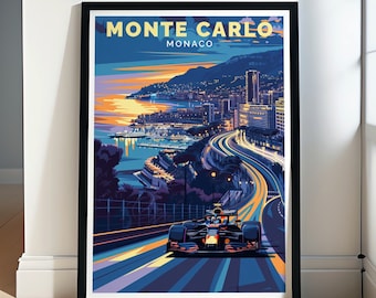 Monte Carlo Poster  - F1 Monaco Poster - Monte Carlo Print - Monaco Grand Prix Poster -Monte Carlo Wall Art - Monaco Grand Prix Framed Print