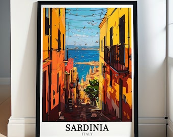 Sardinia Wall Art - Framed Cagliari Print - Poetto beach Poster - Sardinia Canvas Print - Sardinia Travel Gift & Souvenir