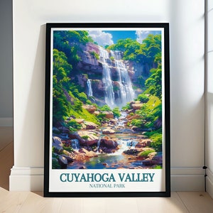 Reisafdrukken Cuyahoga Valley National Park - Canvaskunst Brandywine Falls - Cuyahoga Valley ingelijste afdruk