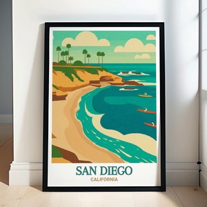San Diego Cove Travel Print Collection - La Jolla Cove Wall Art - California&#39;s Coastal Charm - La Jolla Cove Travel Art