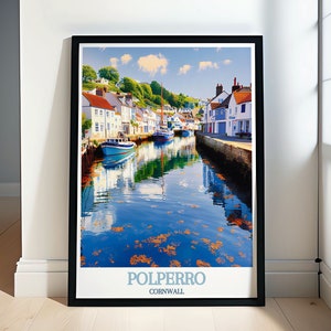 Polperro Cornwall Travel Poster - Polperro Harbour Travel Poster - Polperro Cornwall Print  - Polperro Cornwall Art for Gifts and Decor