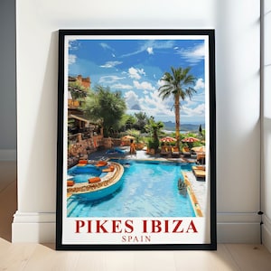 Pikes Ibiza Nachtclub Wandkunst - Gerahmtes Ibiza Poster - Pikes Ibiza Druck - Pikes Ibiza Poster - Pikes Hotel und Nachtclub Poolbereich Geschenk