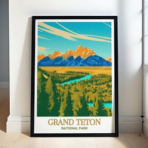 Grand Teton National Park Poster - Snake River Overlook Reiseplakat - Snake River Print - Grand Teton Malerische Ansicht Art