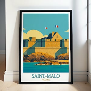 Saint-Malo Travel Poster -  Fort National Posters and Saint-Malo Art - Fort National Art  - Saint-Malo Decor - France Travel Prints