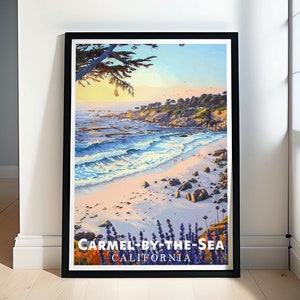 Carmel by the Sea Travel Poster - Carmel Beach Travel Print - California Wall Art - Carmel by the Sea Decor - Carmel Beach Decor