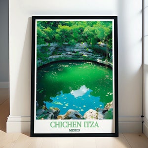 Chichen Itza Pyramid Poster -  Ancient Maya Heritage - Sacred Cenote Poster - Timeless Mexico Print - Chichen Itza Art Gift