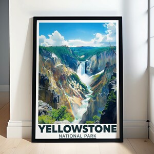 Yellowstone National Park Wall Art -Yellowstone Falls Art Print - Yellowstone Falls Poster - Yellowstone Falls Travel Poster