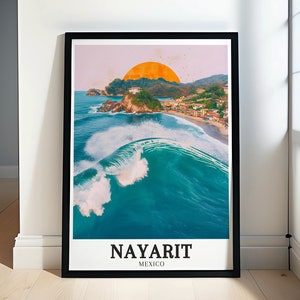 Nayarit Travel Print - Sayulita Coastline, Riviera Nayarit Travel Poster - Sayulita Coastline, Riviera Nayarit Wall Art - Nayarit Decor