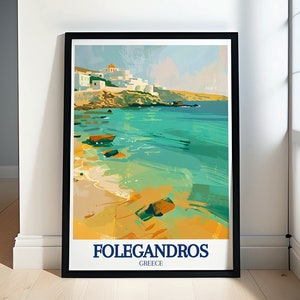 Foleganders Reisekunst - Ägäisches Meer Poster - Paralia Agkali Wandkunst - Ägäisches Meer Poster - FolegAndros Wanddekor