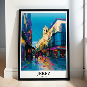 Arte Jerez - Arte Calle Larga - Arte Andalucía -Cartel de Jerez -Cartel de Calle Larga -Cartel de Andalucía -Recuerdo de Jerez -Impresión de Jerez -Arte de la pared de Jerez