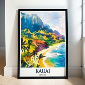 Kauai Poster - Kauai Art Print - Na Pali Coast Art - Poipu Beach Art - Kauai Decor - Na Pali Coast Poster - Kauai Gift - Poipu Beach Poster