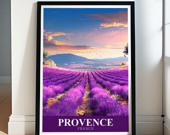Provence Lavender Fields Print France Wall Art Countryside Poster Floral Landscape Decor Gift for Nature Lover French Scenery Artwork