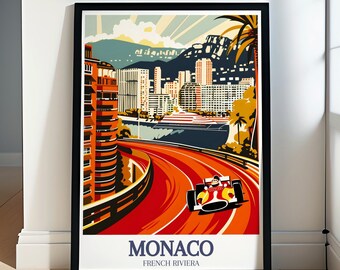 Monaco Travel Print - Monte Carlo Port Hercules Poster - Monaco Artwork of Port Hercules - Monte Carlo and Port Hercules Travel Poster