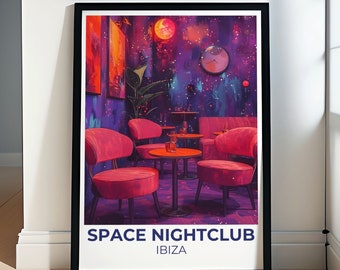 Cartel del club nocturno Space Ibiza - Ibiza Club Print - Ibiza Prints - Ibiza Canvas - Affiche Ibiza - Ibiza Club Decor - Club Space Ibiza Art