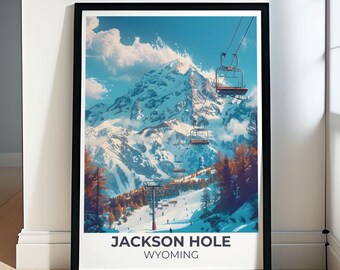 Jackson Hole Poster - Wyoming Poster -Wyoming Print -Jackson Hole Wall Art -Jackson Hole Art -Corbet's Couloir Wall Art -Jackson Hole Frames
