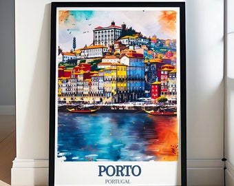 Porto Art Print - Ribeira District and Douro River Art - Beautiful Portugal Poster - Home Decor - Captivating Portugal Art - Adventure Gift