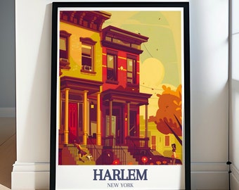 Harlem Poster - Framed Brownstones Print - East Harlem Canvas Print - Harlem Wall Art - Harlem Travel Gift - Harlem Wall Decor