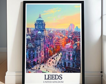 Leeds Travel Poster - Framed Leeds Corn Exchange Print - Briggate High Street Poster- Leeds Poster - Leeds Wall Art - Leeds UK Canvas