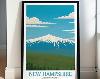 Mount Washington Wall Art, New Hampshire Mountain Poster, White Mountains Print, NH Nature Gift