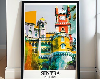 Impressão de Sintra - Cartaz do Palácio Nacional da Pena - Cartaz da Riviera Portuguesa - Cartaz de Sintra - Arte de Parede de Sintra - Moldura de Sintra - Tela de Sintra