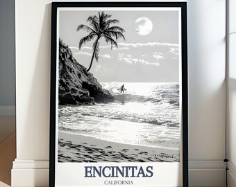 Encinitas Poster - Framed Moonlight Beach Print - Swami's Surf Spot Canvas Print - Encinitas Wall Art - Encinitas Gifts - Encinitas Souvenir