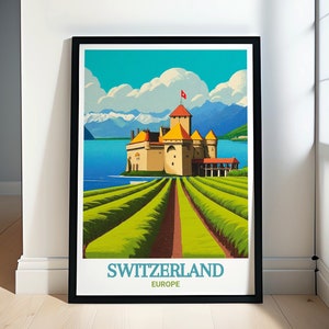 Switzerland Art - Château de Chillon Art - Switzerland Poster -Switzerland Print-Switzerland Souvenir-Switzerland Wall Art-Switzerland Gifts