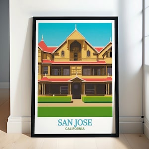 San Jose muurkunst - Winchester Mystery House reisposters - San Jose Art Collection - California Scenic prints