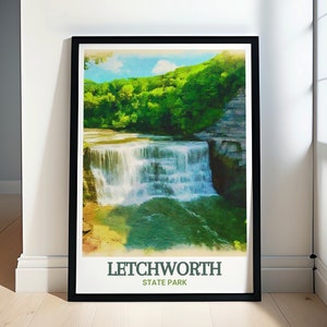 Letchworth State Park Travel Print - Lower Falls Scenic Views - New York Nature Prints - Lower Falls Wall Art
