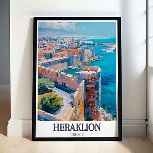 Heraklion  Travel Print - Venetian Walls and Old Harbor Poster - Crete Travel Art - Venetian Walls of Heraklion Print