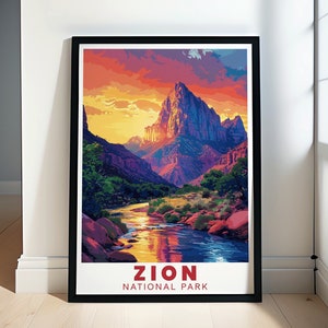 Zion National Park Poster - The Watchman Poster for Travelers - Zion Wall Decor - The Watchman Print for Every Occasion