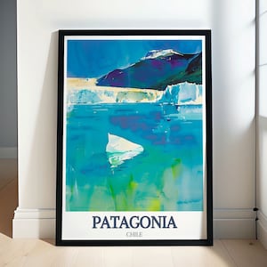 Décorations murales Patagonia - Posters de voyage dans les montagnes andines - Affiches de voyage Lago Argentino - Des oeuvres d&#39;art Patagonia pour toutes les occasions