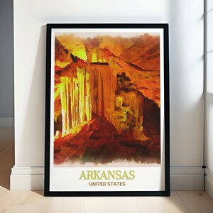 Posters de voyage pour l'Arkansas - Collection d'art scénique des cavernes de Blanchard Springs - Reproductions d'art de l'Arkansas pour votre maison