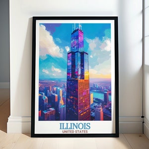 Illinois Travel Print - Willis Tower Posters and Urban Art - Chicago Travel Prints and Illinois Wall Art - Willis Tower Art Prints