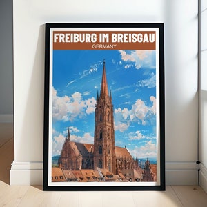 Freiburg Im Breisgau Travel Poster - Freiburg Minster Print -  Im Breisgau Poster - Germany Wall Art - Freiburg Minster Decor