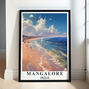 Mangalore City Map Wall Decor - Vintage Panambur Beach Poster - Travel Poster Print of Mangalore