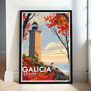 Galicia Coastal Path Canvas Prints - Beautiful Spanish Hiking Art - Tower of Hercules Travel Wall Art - Historic Galicia Prints