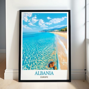 Albania Travel Poster - Dhërmi Beach Prints and Albania Artwork - Dhërmi Beach Travel Posters and Personalized Gifts -Albania Wall Art