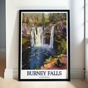 Burney Falls Travel Print - McArthur-Burney Falls Memorial State Park Art - Pacific Crest Trail and Burney Falls Poster - California Gift