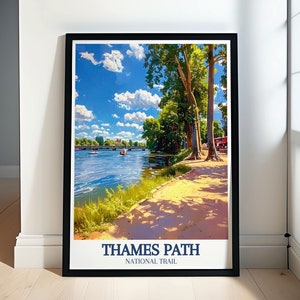 Thames Path Poster - Framed River Thames Poster - River Thames Wall Art - River Thames Print - Thames Path Canvas - Thames Path Travel Gift