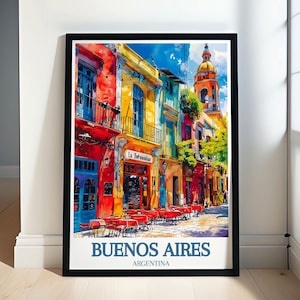 Buenos Aires Poster - Framed La Boca Print - Caminito Street Canvas - Buenos Aires Wall Art - Buenos Aires Travel Gift & Souvenir