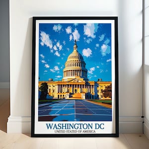 Washington DC Wall Art - Capitol Art for Stylish Decor - Washington DC Posters  - United States Capitol Travel Poster