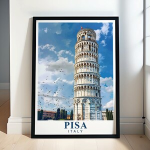 Pisa Art Print- Leaning Tower of Pisa Poster - Italian Landmark Art - Home Decoration - Italy Travel Decor - Travel Gift