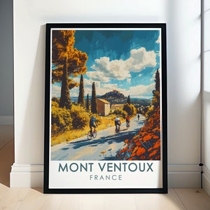 Mont Ventoux Print - Bedoin Village Travel Poster -  France Travel Art - Mont Ventoux and Bedoin Village Art - French Travel Posters