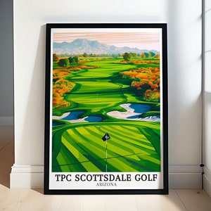 TPC Scottsdale Golf Poster - Par-3 Loch 16 und McDowell Mountains Kunst - TPC Scottsdale Golf Geschenke - TPC Scottsdale Golf Poster