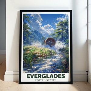 Poster di viaggio Everglades - Giro in idroscivolante attraverso l'isola 10K Poster di viaggio - Florida Wall Art - Poster Everglades