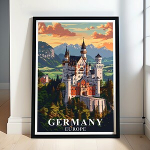 Germany Prints - Neuschwanstein Castle Art and Europe Travel Poster - Neuschwanstein Castle Art Print and Germany Decor - Germany Art Prints