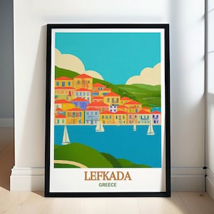 Lefkada Travel Print - Lefkada Town Art Print and Decor - Lefkada Town Poster and Gifts - Lefkada Town Travel Poster - Lefkada Decor