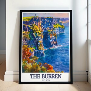Póster de Burren - Impresión enmarcada de Burren - Impresión en lienzo de los Acantilados de Moher - Arte mural del océano Atlántico - Regalos de Burren - Recuerdo de Burren